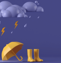 Illustration of Rainboots and an Umbrella