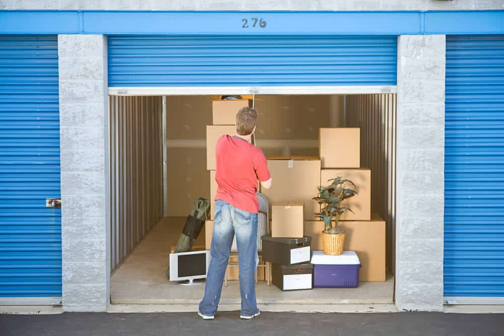 Tenant packing his storage unit